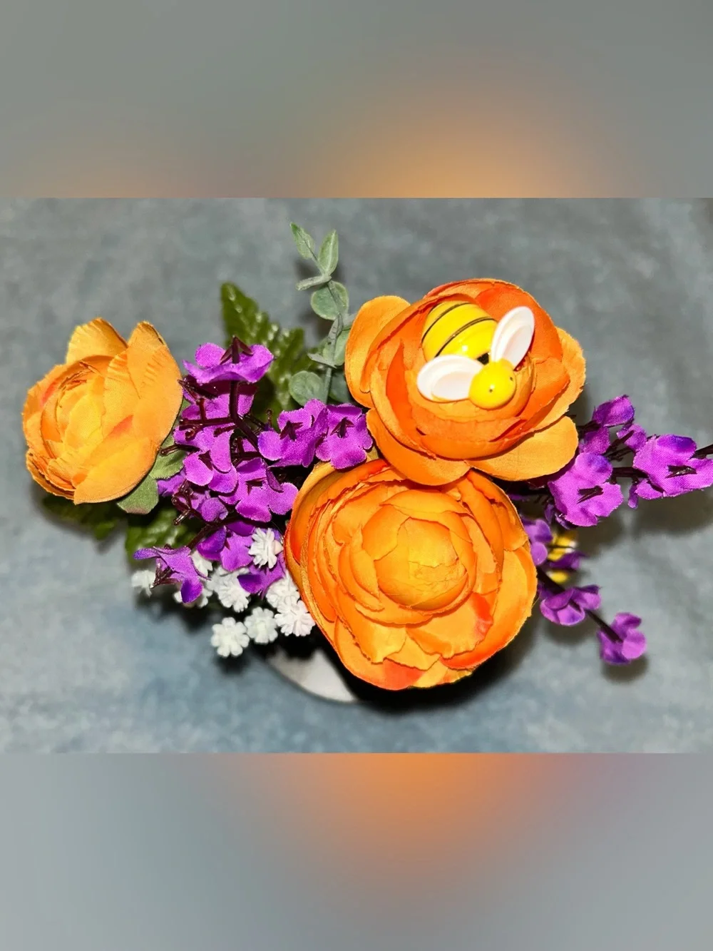 ADULT HUMOR SMALL SNAIL FAUX FLORAL ARRANGEMENT/HANDCRAFTED